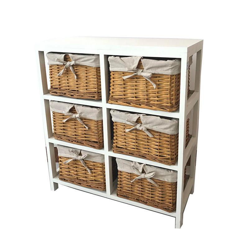 Wooden Storage Cabinet with Wicker Basket Drawers YSY-SG-002
