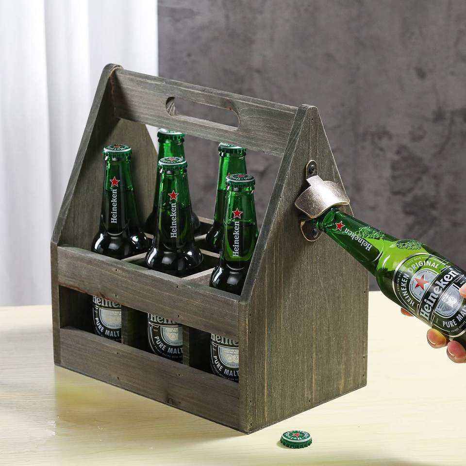 Logo 6-Pack Wooden Beer Bottle Holder YSY-PP-006