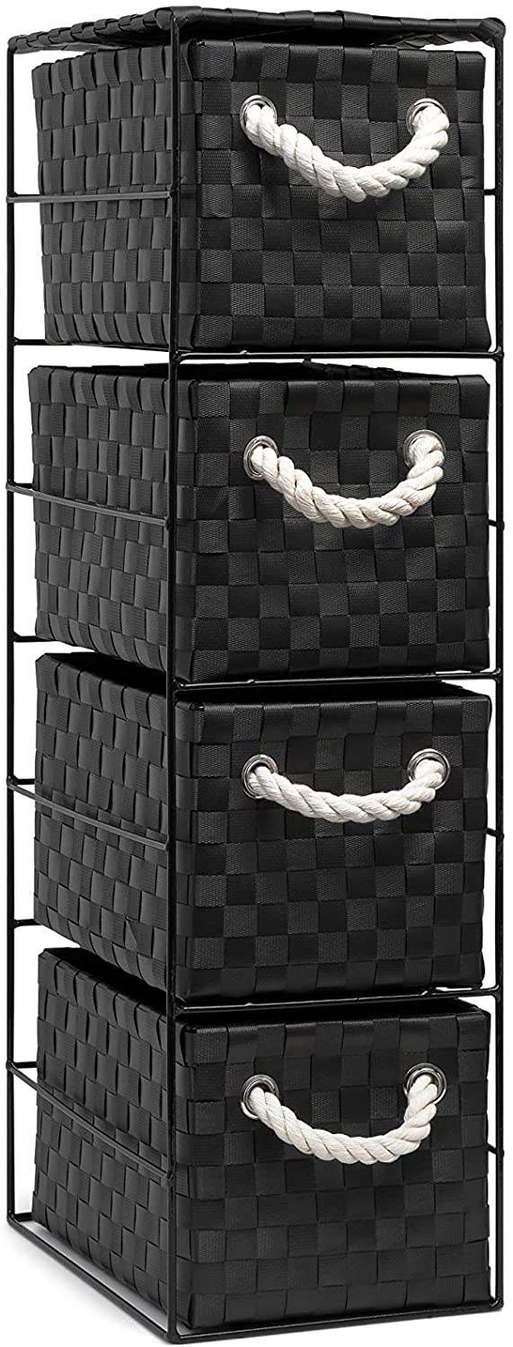 Woven Basket Storage Drawers 4 Tiers  Iron Frame Cabinet  YSY-SG-001