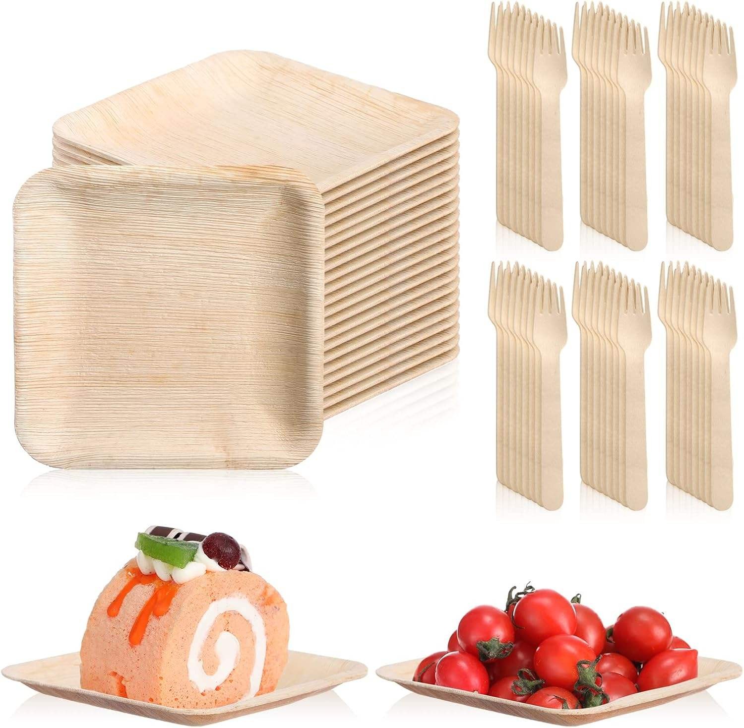 Plates and Wooden Forks Cutlery Set YSY-VT-010