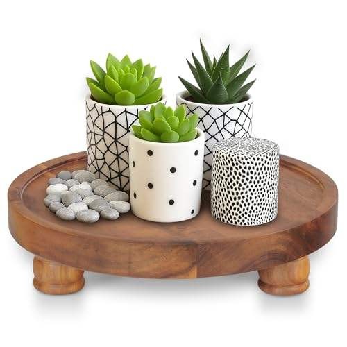 Wood Round Tray Decorative Plant Stand Organizer YSY-VT-026