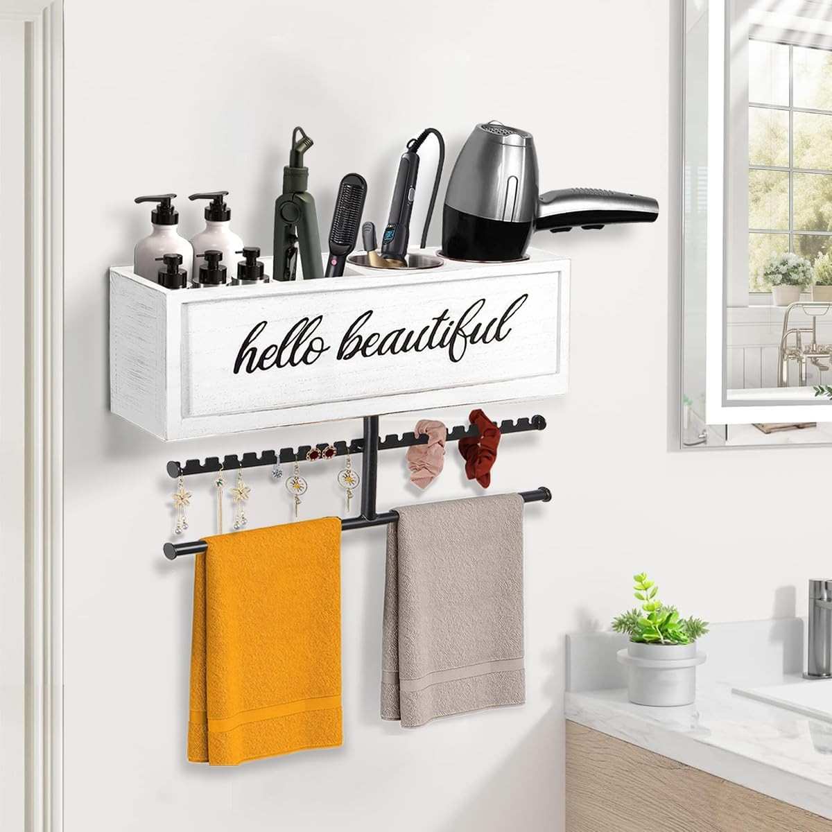 Wooden Hair Dryer Tool Organizer YSY-011