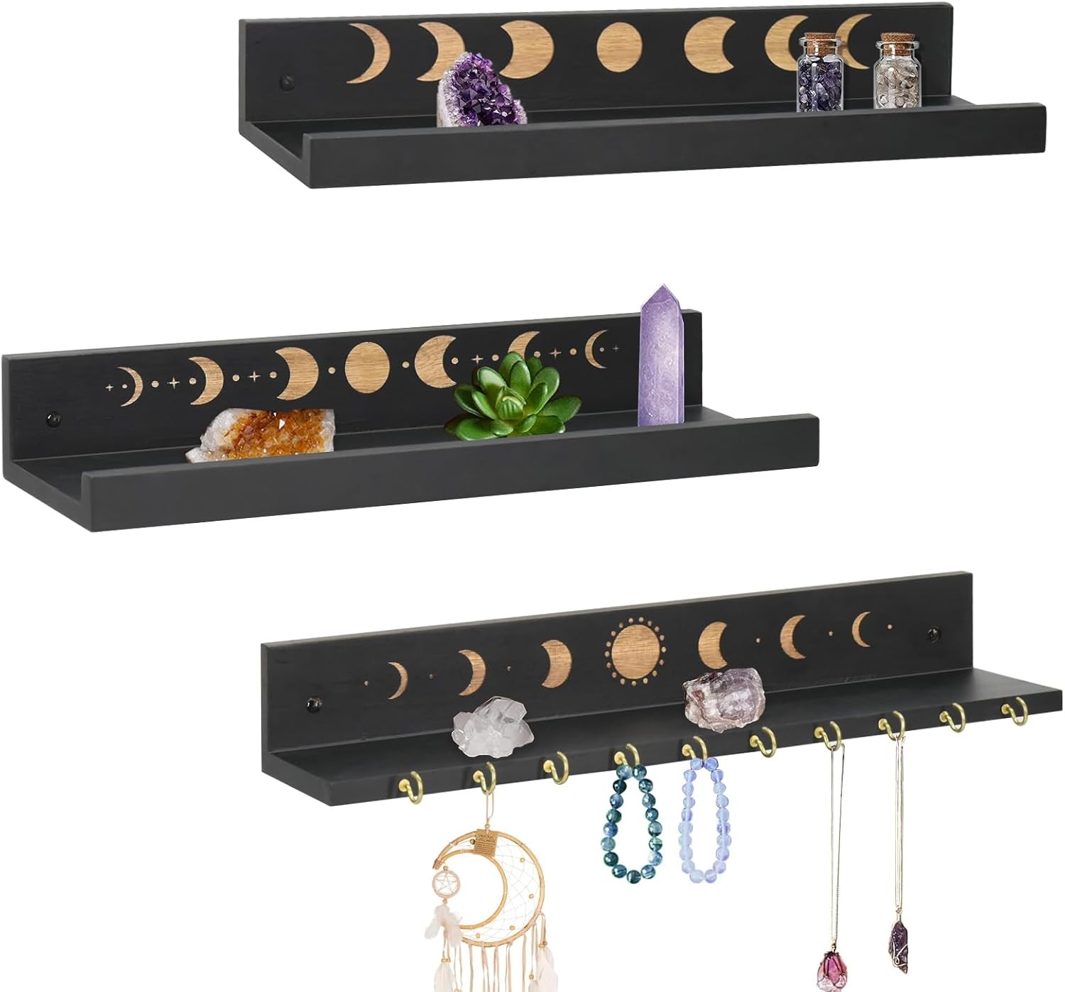 Wood Set of 3  Hook Wall Shelves YSY-YS044