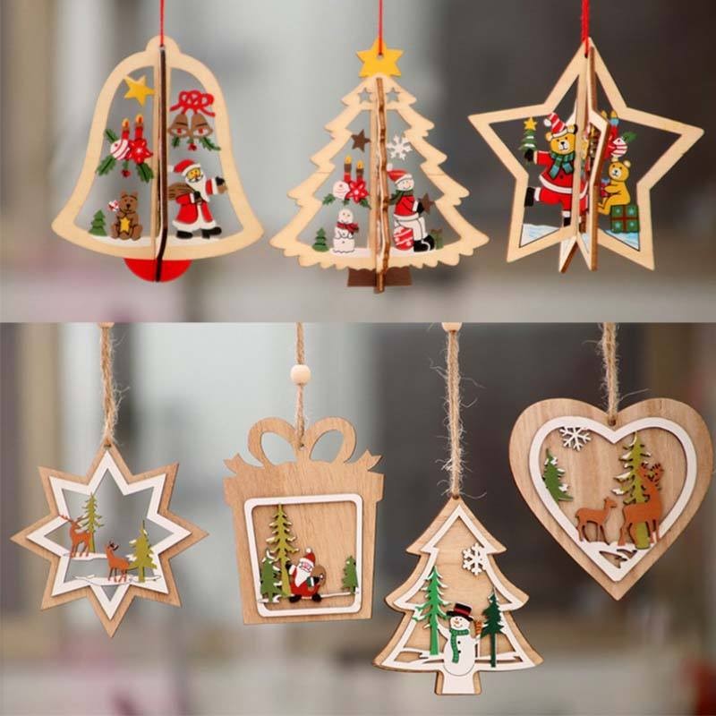 Wooden Christmas Tree Hanging Ornaments Decorations YSY-CG-005