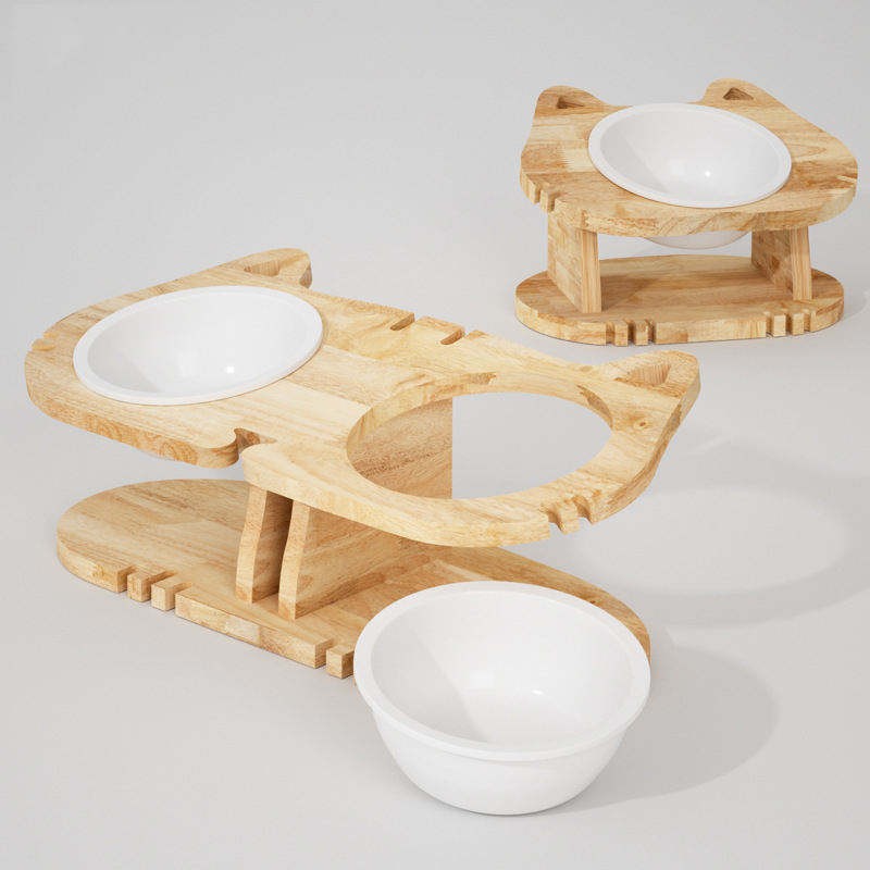 2 in 1  Wood Elevated  Cat & Dog Feeder Bowls  YSY-PT-003