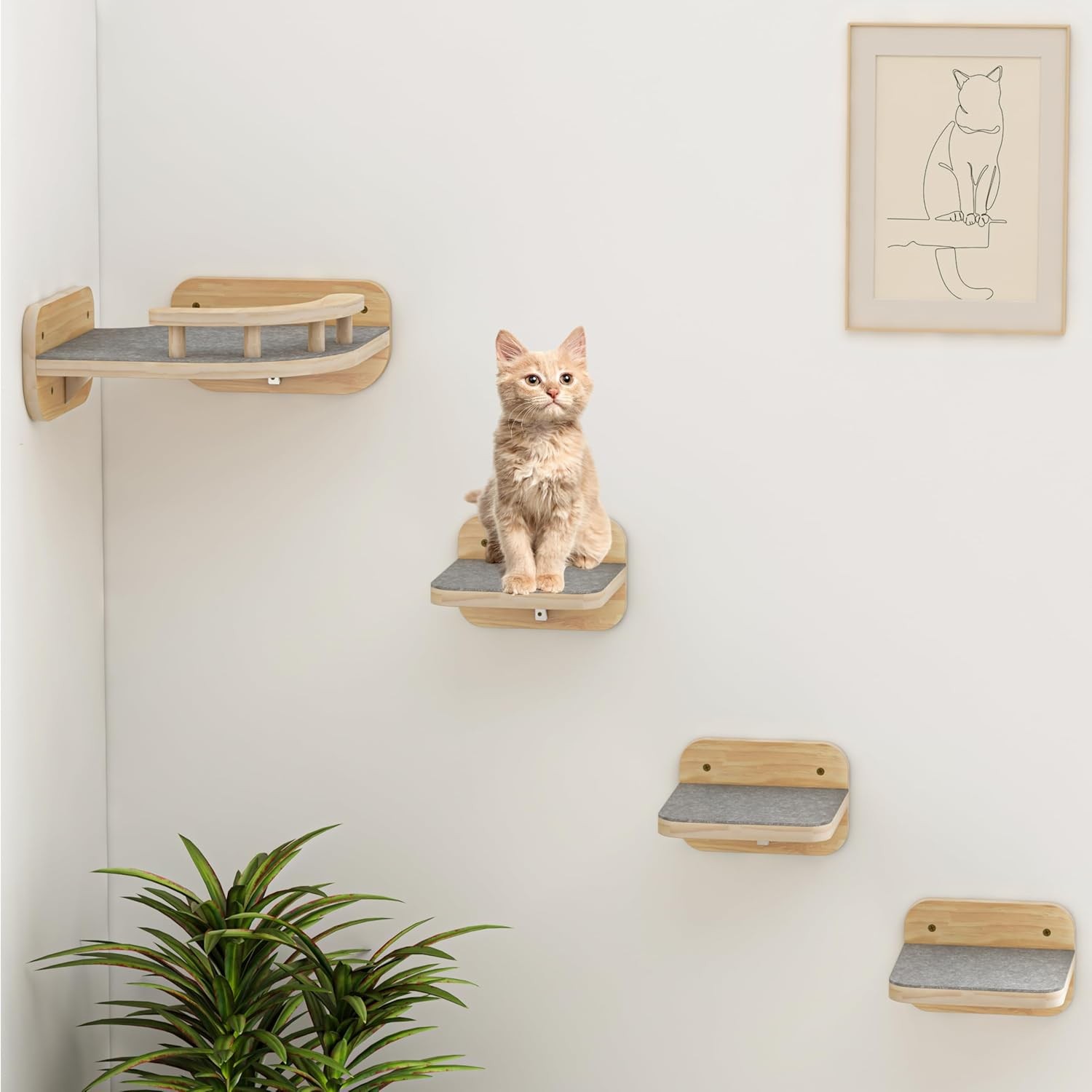 Wooden Cat Wall Furniture Set YSY-PT-008